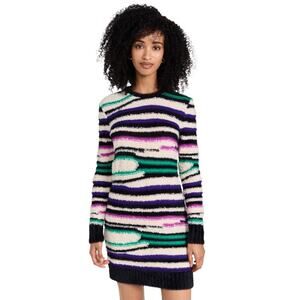 AMUR Lorelle Teddy Striped Wool Alpaca Sweater Dress Size M Mini